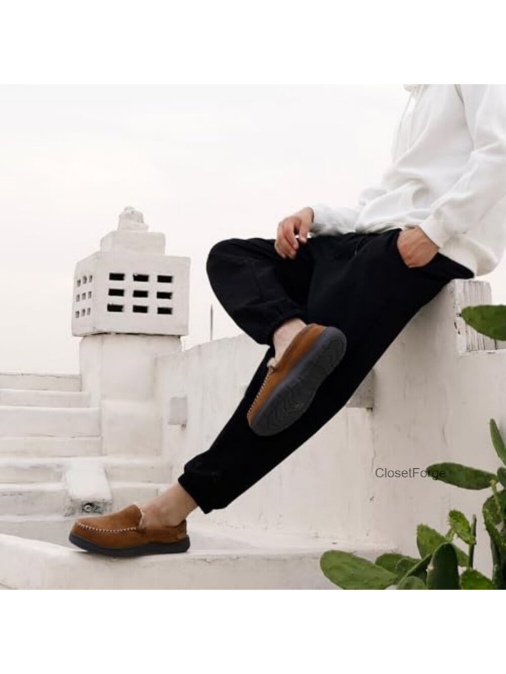 Men's Mocc Memory Foam Faux Suede Indoor Outdoor House Shoes - Picture 3 of 6